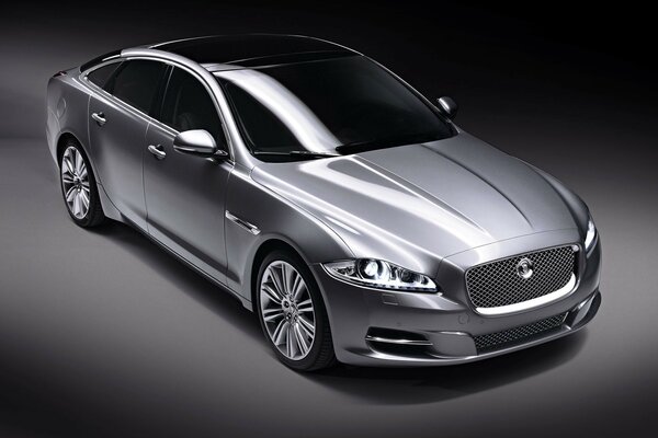 Jaguar , Modell xj Farbe Silber auf grauem Hintergrund