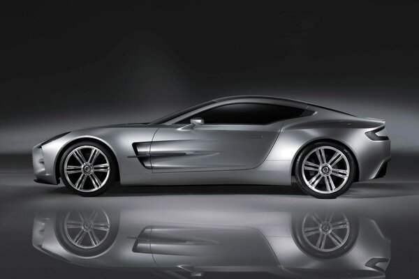 Concept car argento moderno in riflessione