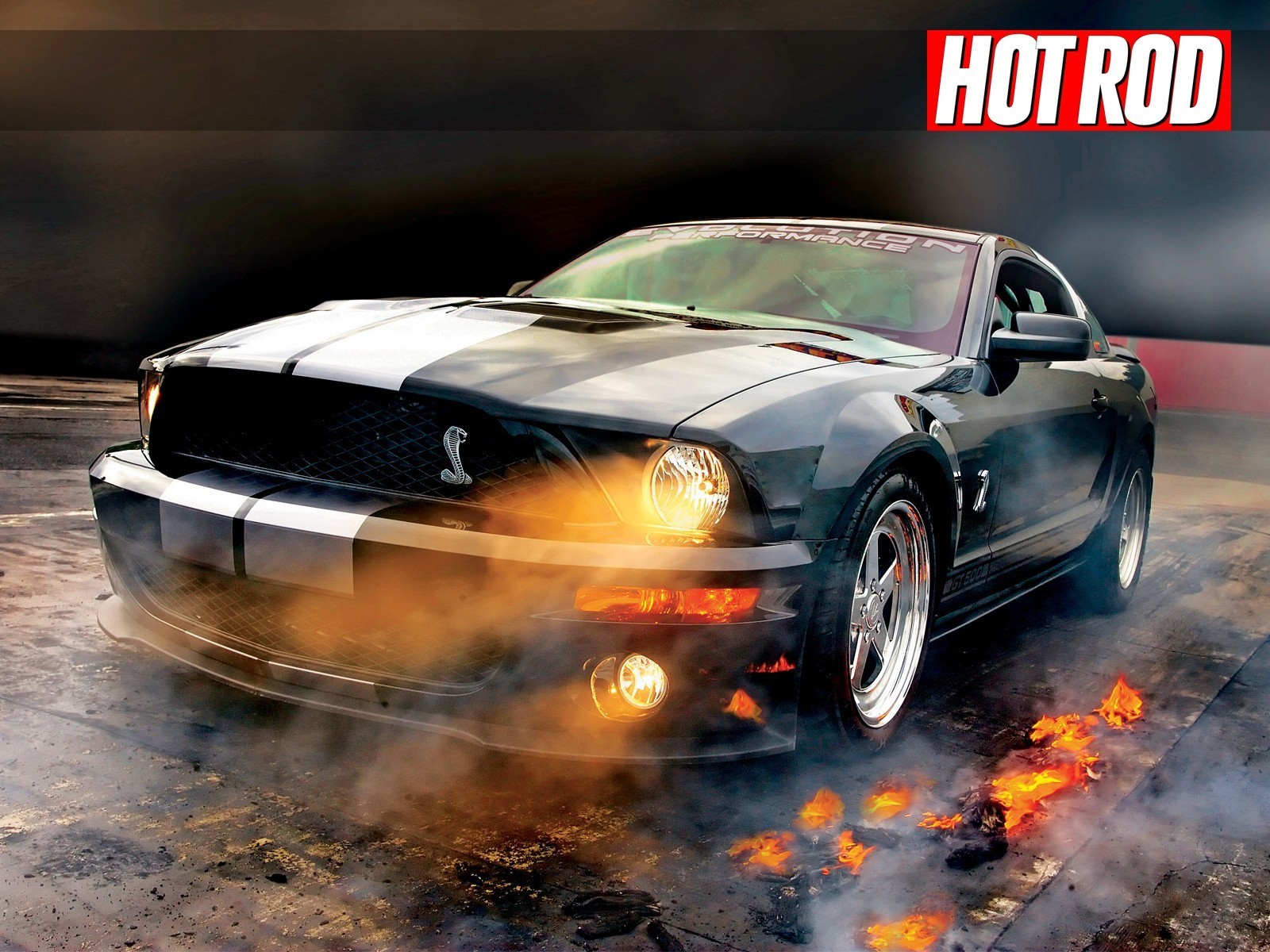 ford mustang shelby gt500 light smoke fire