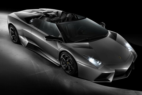 Image of a black Lamborghini on a black background