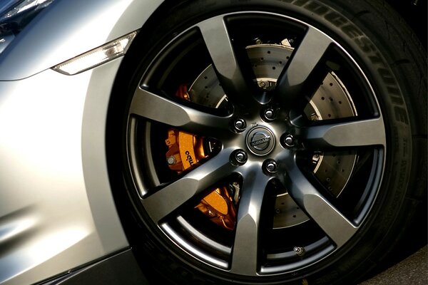 Alloy wheels from a car on a wheel