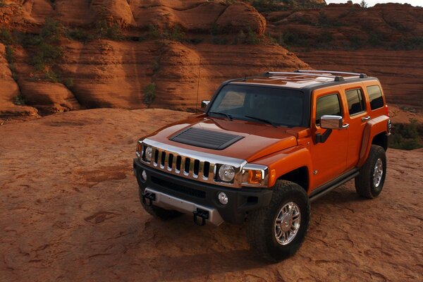 Hummer H3 on the background of the Grand Canyon