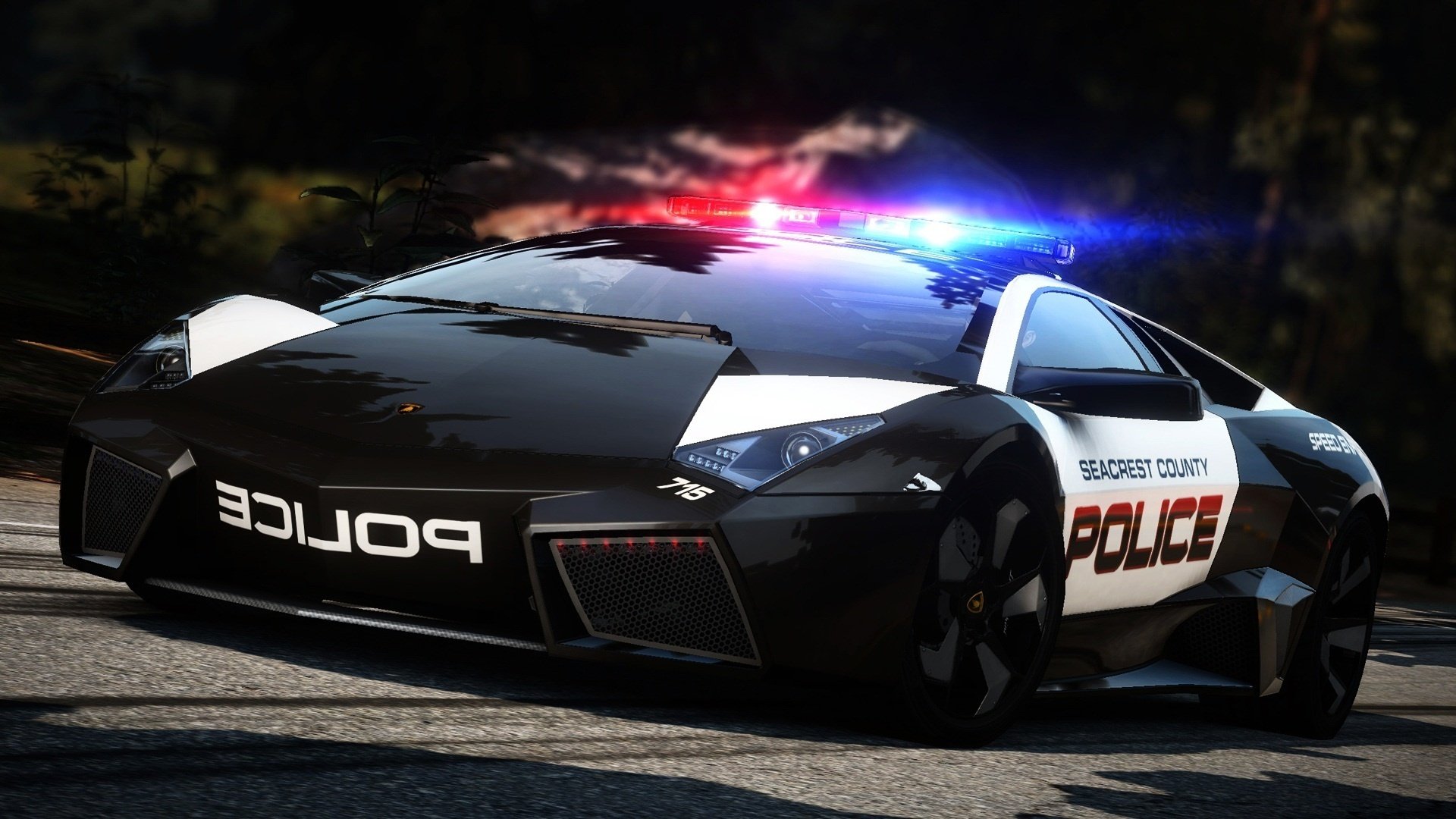 voiture labourgini auto lamborghini police lumière clignotants voitures transport véhicules brouette nuit forme style conception supercar hot pursuit route