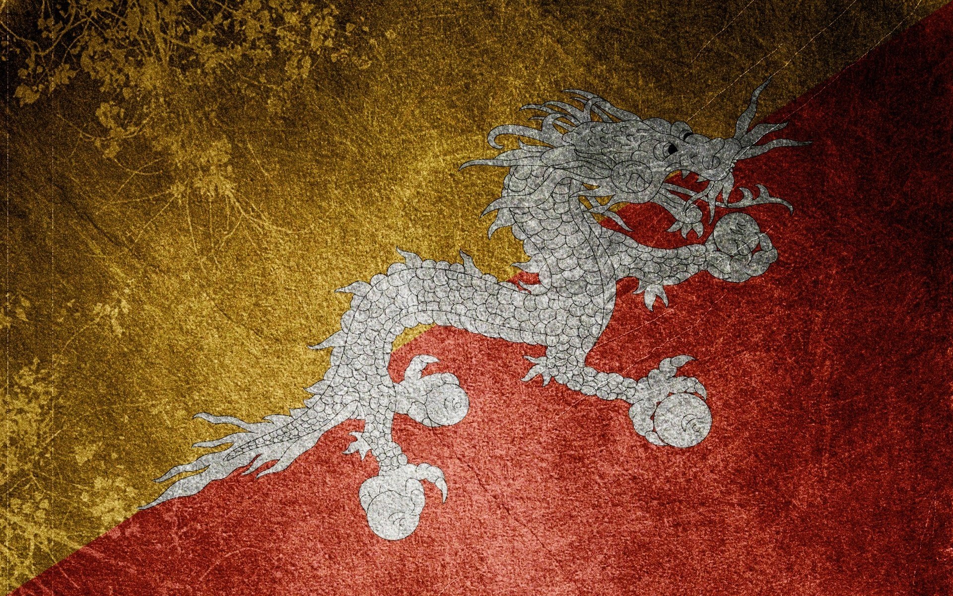 bhutan flag dragon yellow red flag