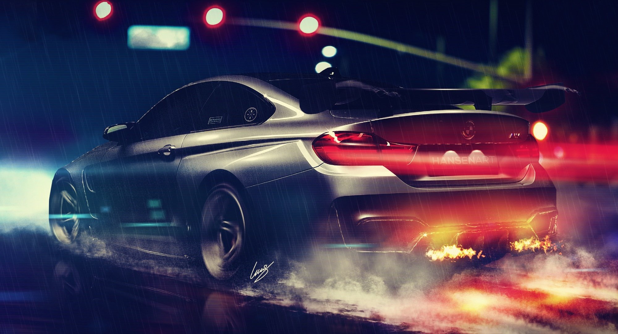 bmw m4 gtrs4 vorsteiner wheels nigth rear hansen art