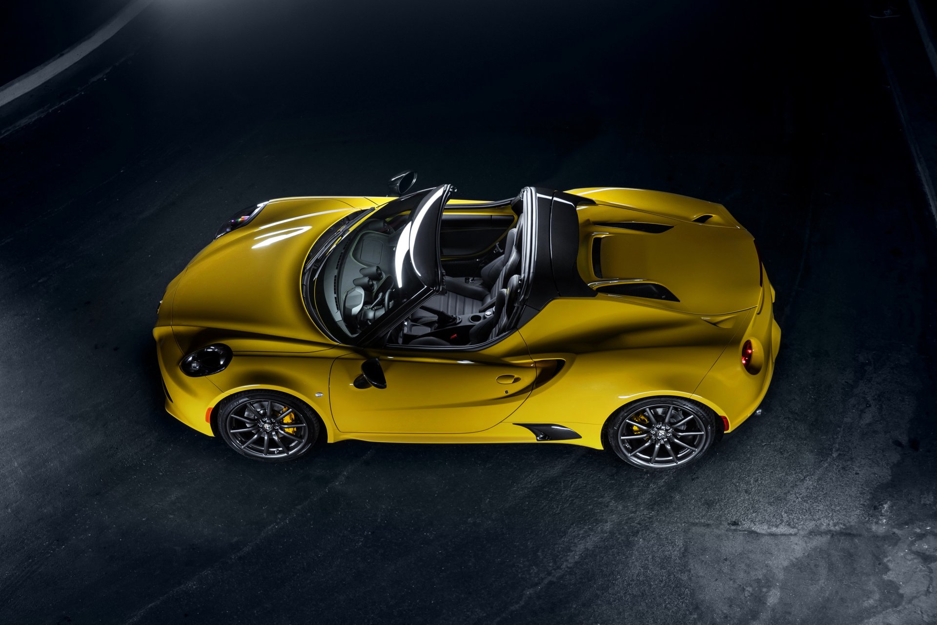 alfa romeo 2015 4c araña amarillo convertible coche