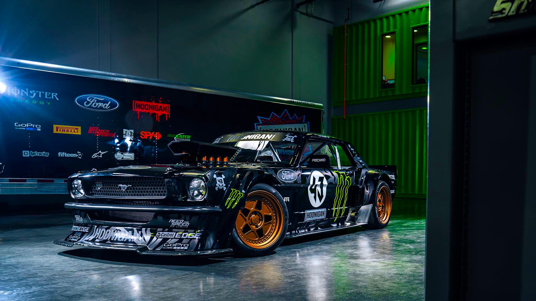 форд мустанг ртр 1965 hoonicorn 845 л.с. gymkhana семь передние кен блок чудовище энергетика светло