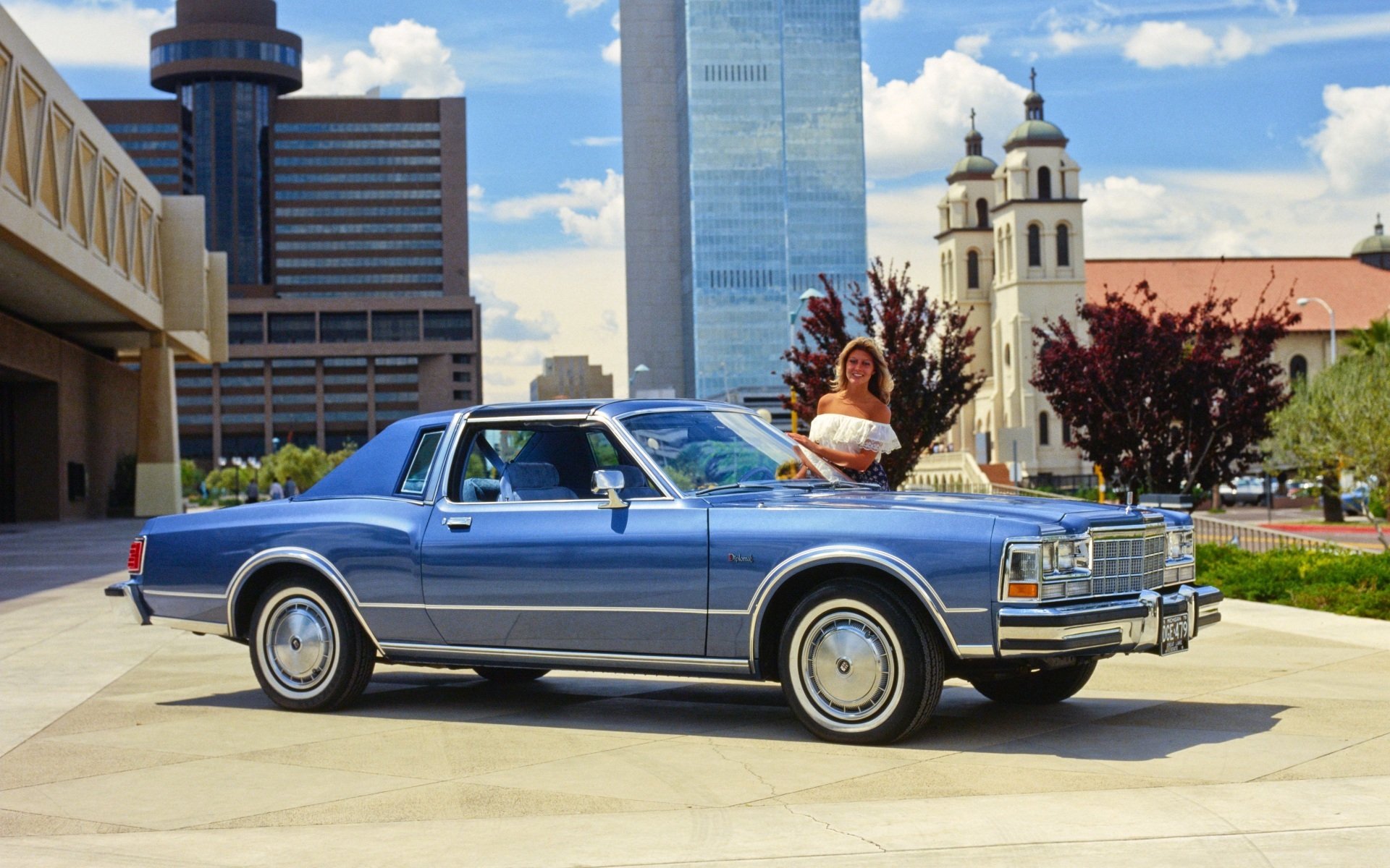 dodge diplomat medallion coupe 1979 front town girl background