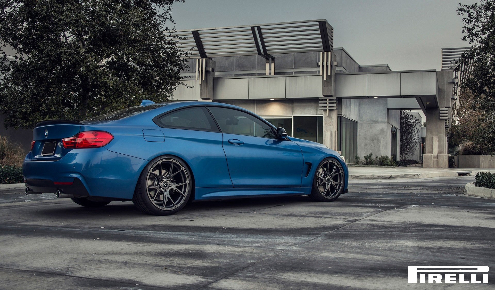 bmw f32 435i estoril blue v-ff vorsteiner 2015 rear