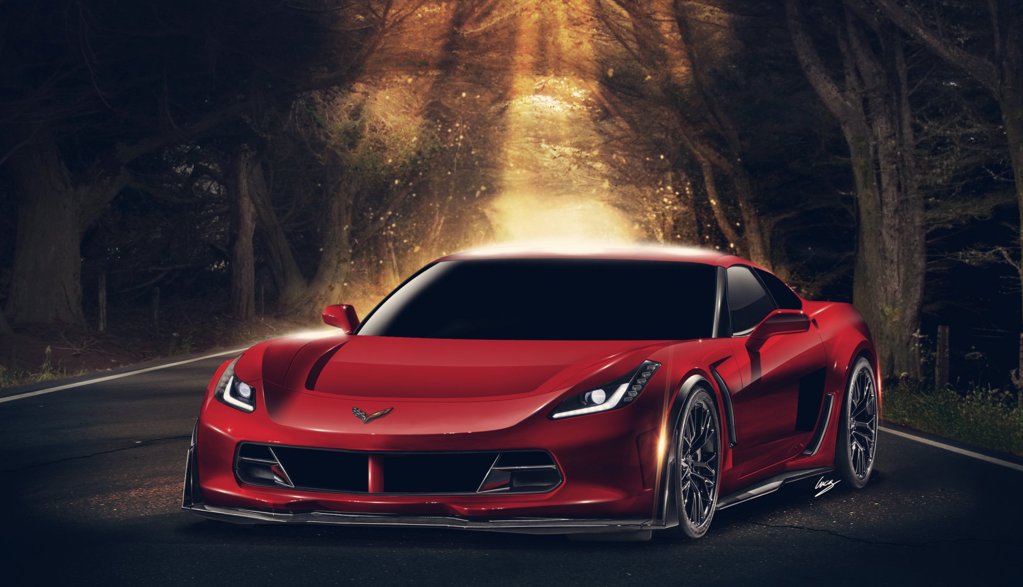 chevrolet corvette c7 delantero rojo