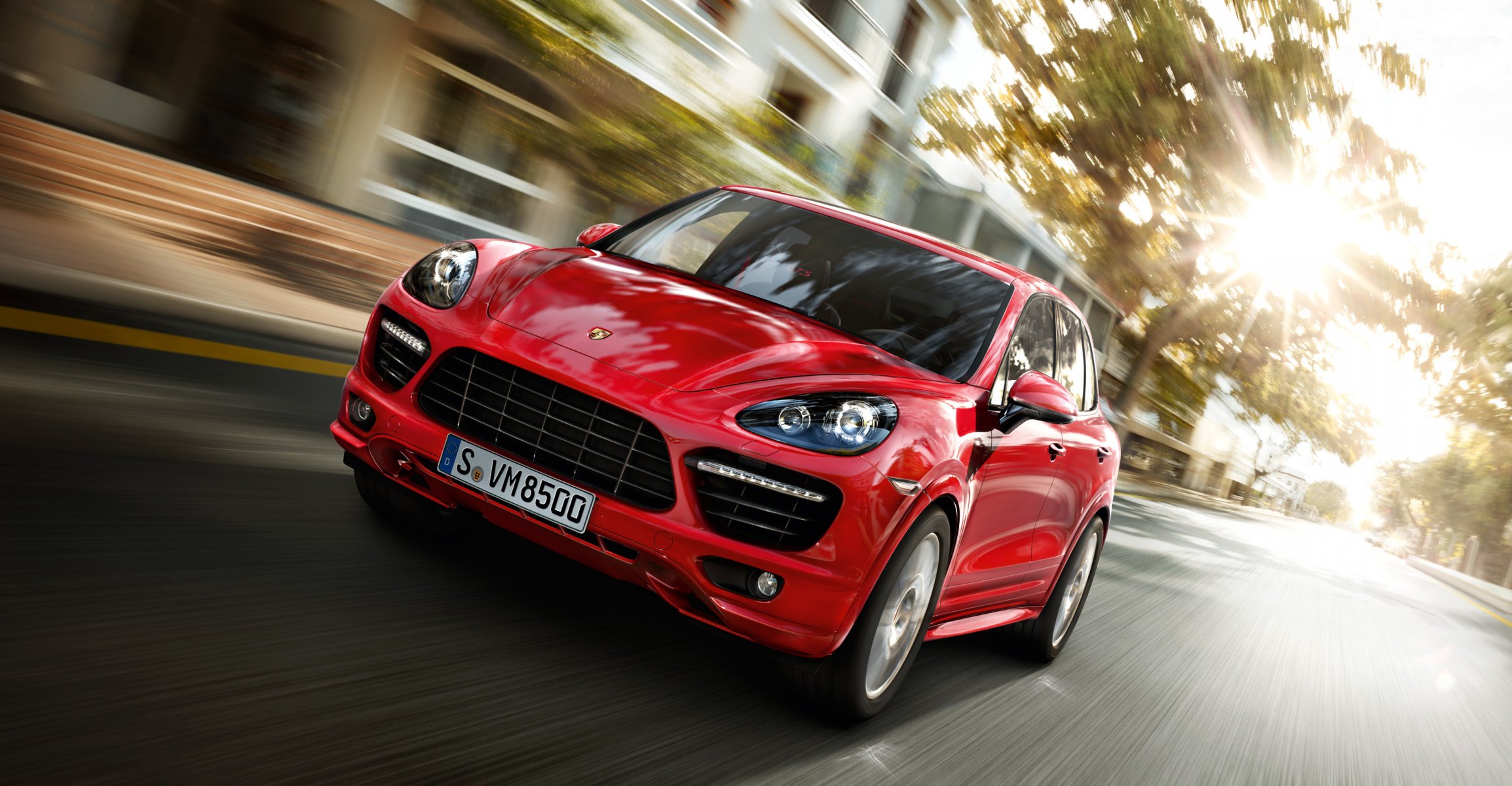 porsche cayenne carretera velocidad ciudad rojo