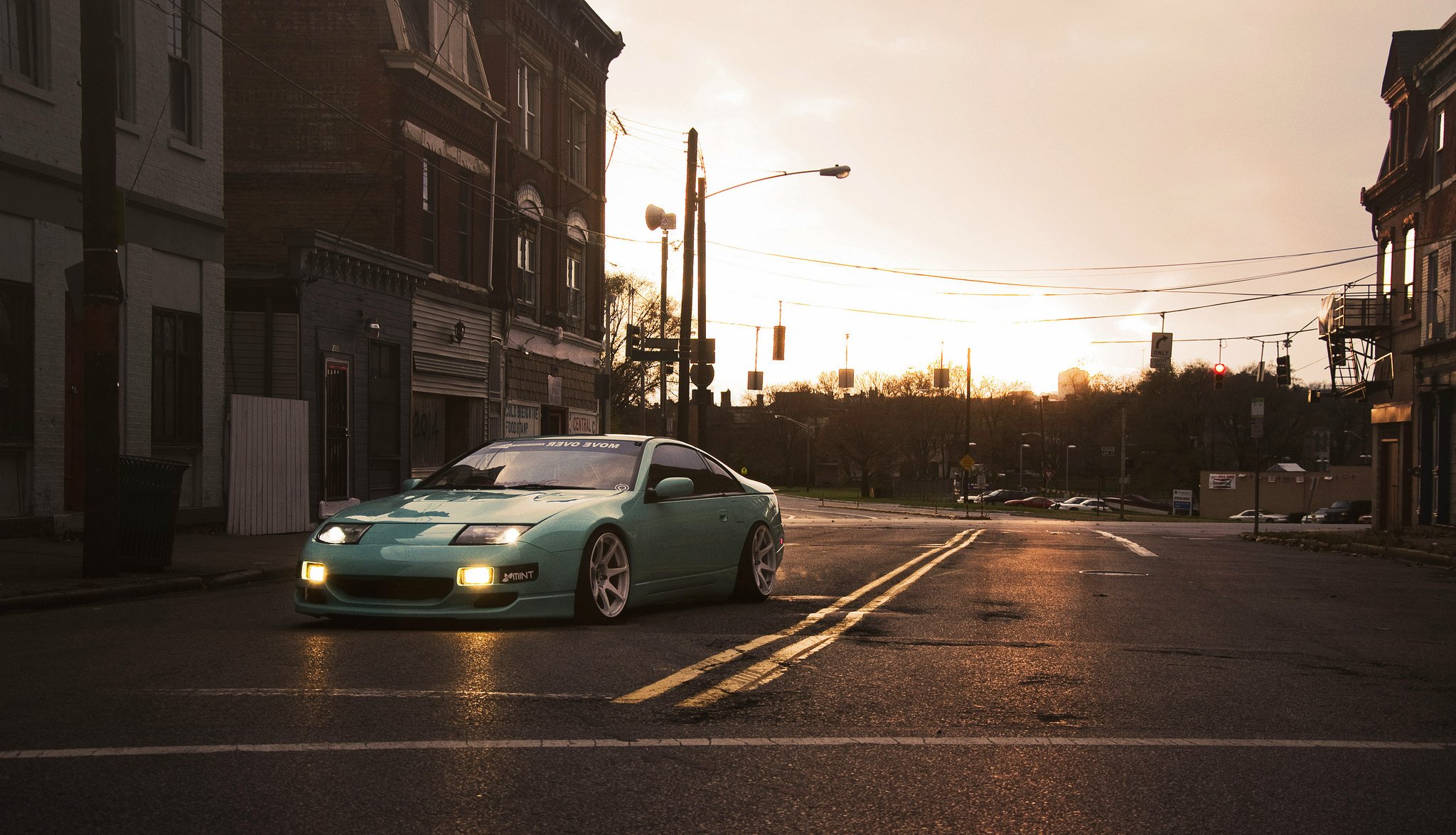 nissan 300zx fairlady grün nissan stadt straße