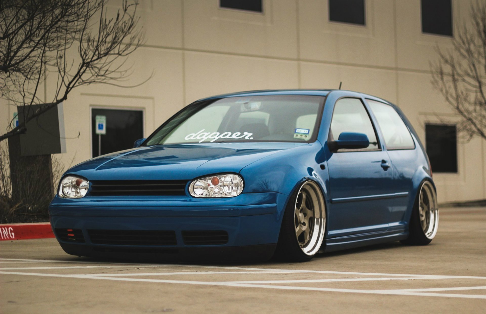 volkswagen vw golf low tuning stance germany mk4 blue coupe