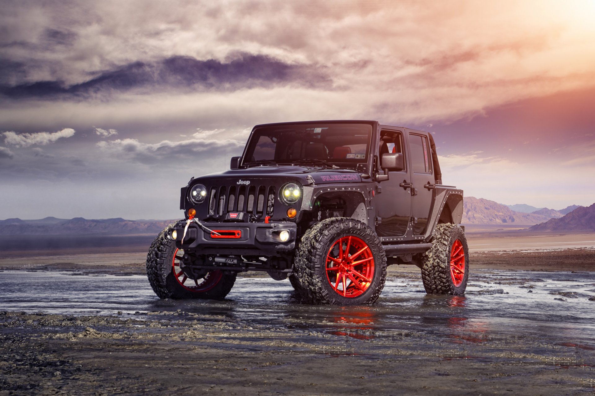 jeep wrangler adv1 track function custom forged wheels red front