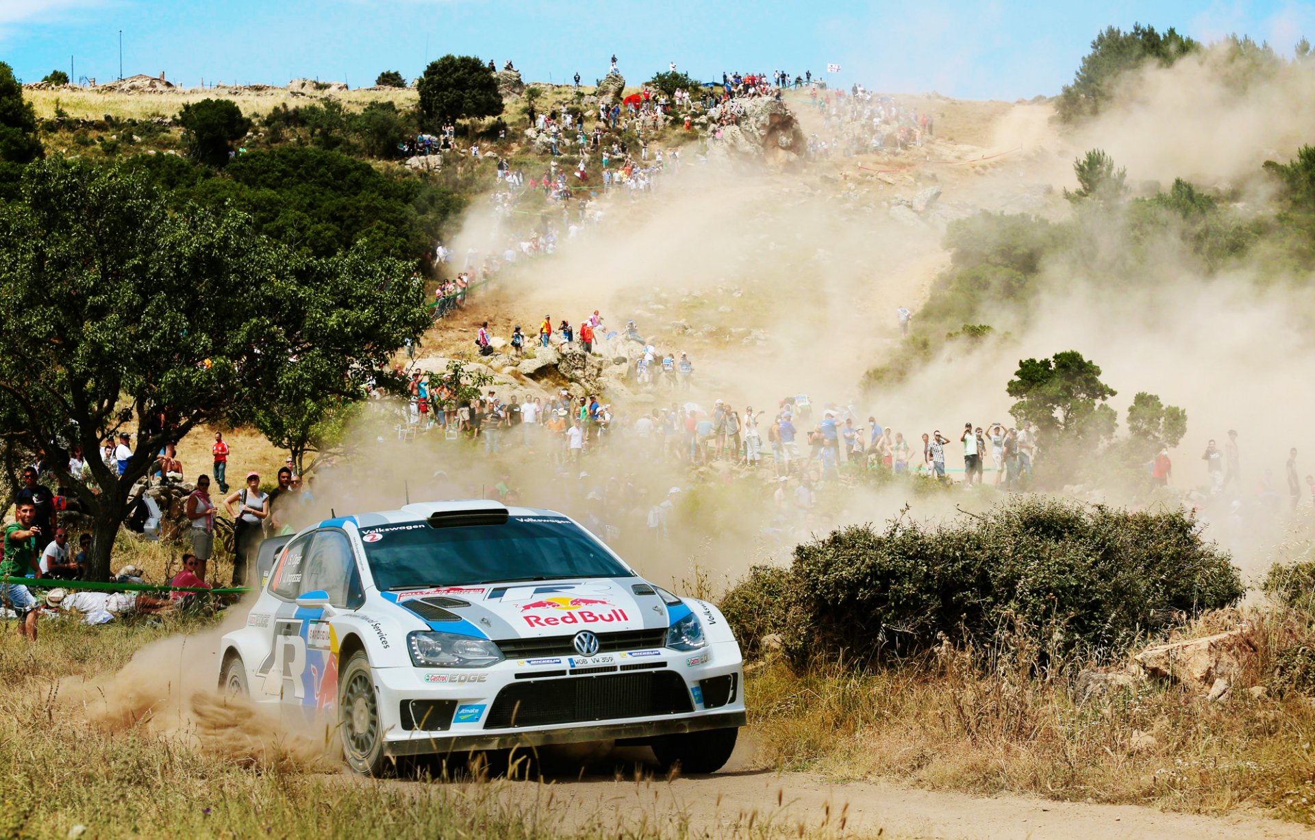 volkswagen polo wrc rally bianco velocità persone calore giorno polvere turno