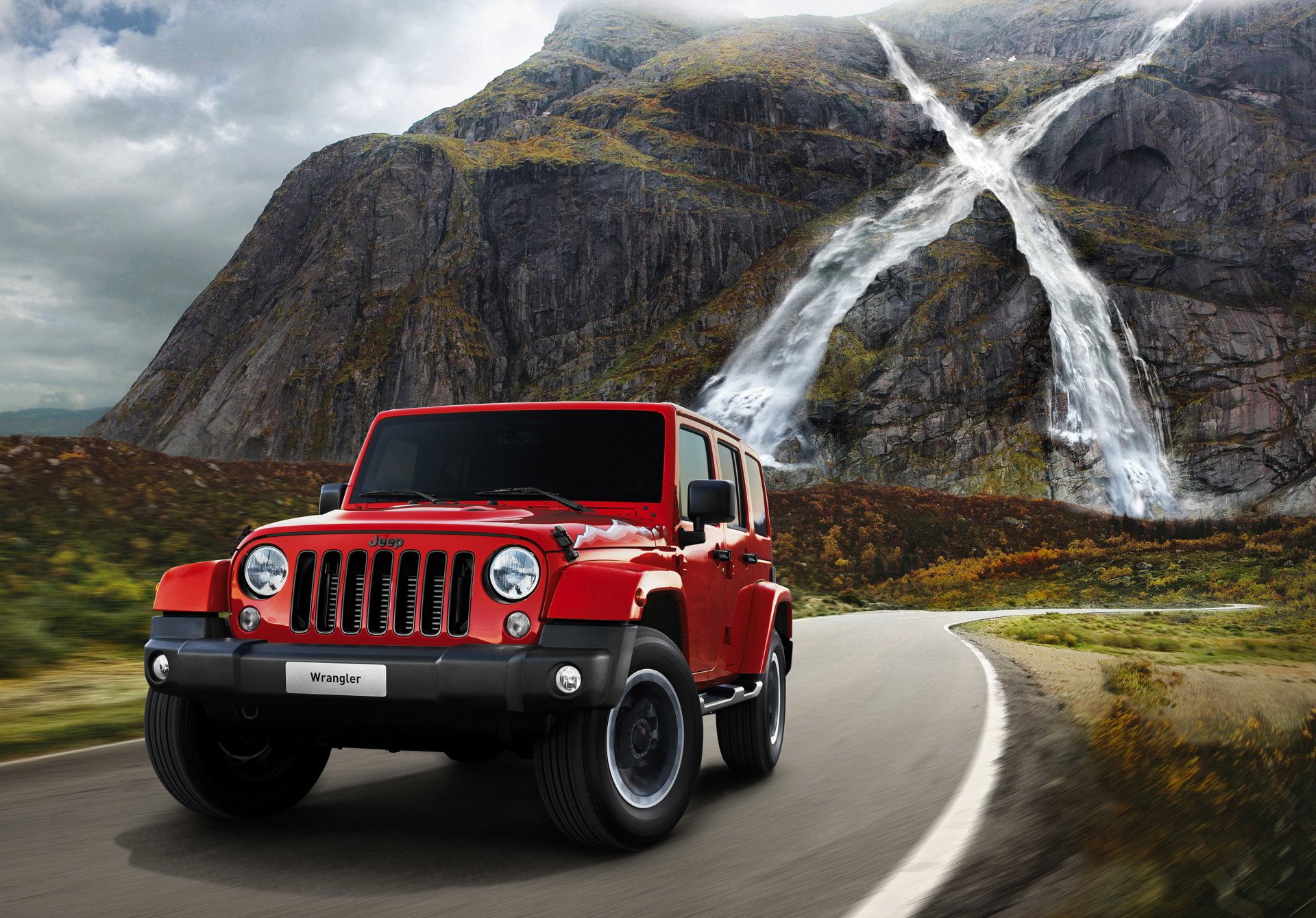 vehicles machine jeep 2015 wrangler x road mountain waterfall