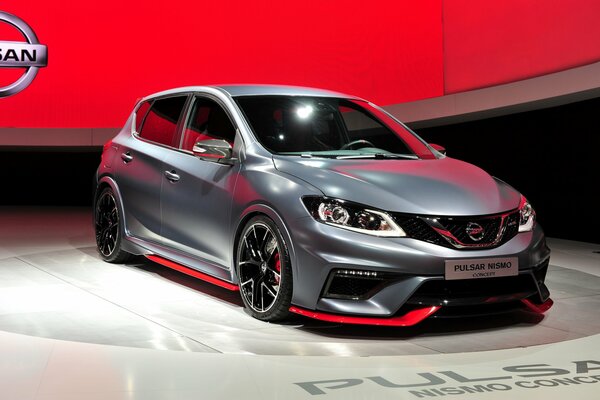 Grey Nissan pulsar nismo at the exhibition