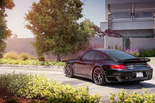 Auto di lusso nera con Spoiler