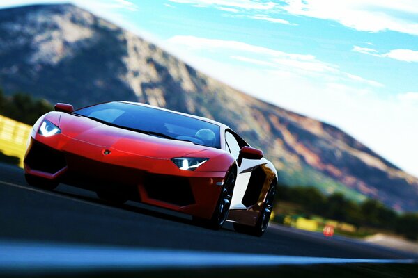 Red lamborghini aventador sports car