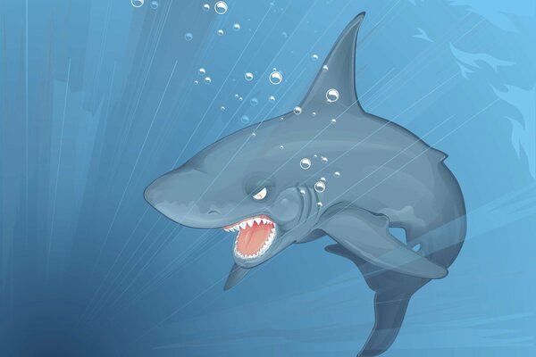 Angry toothy shark cartoon