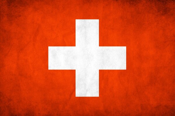 Red flag of Switzerland with a cross