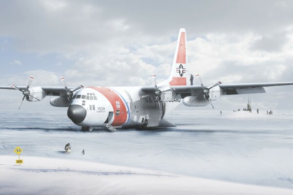 L avion prend des pingouins de l Antarctique