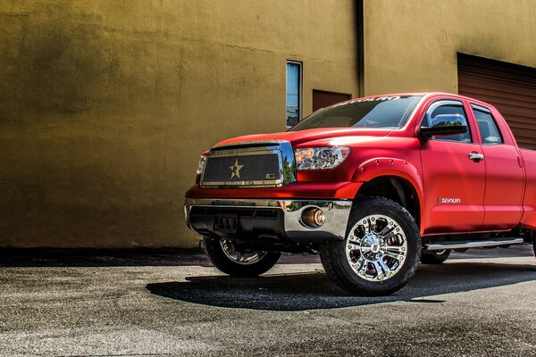 Bright Red SUV with good wheels