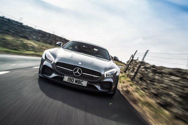 Silver Mercedes foreground