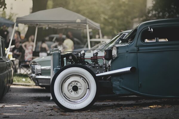 Retro Chevrolet car converted into a hot rod