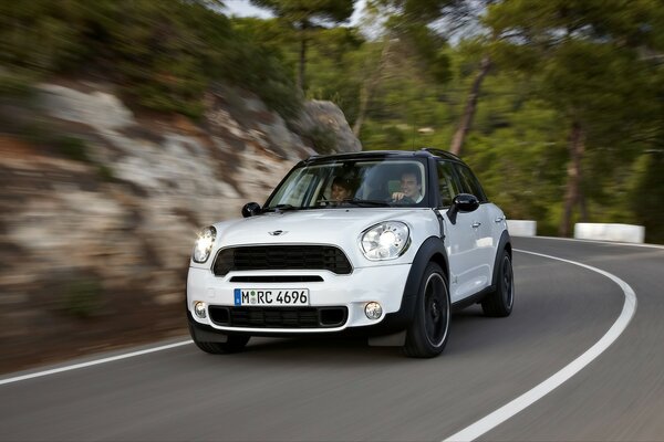 Coche en miniatura en blanco de Mini Cooper