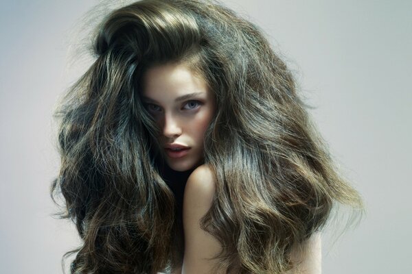 Portrait of a model with thick beautiful hair