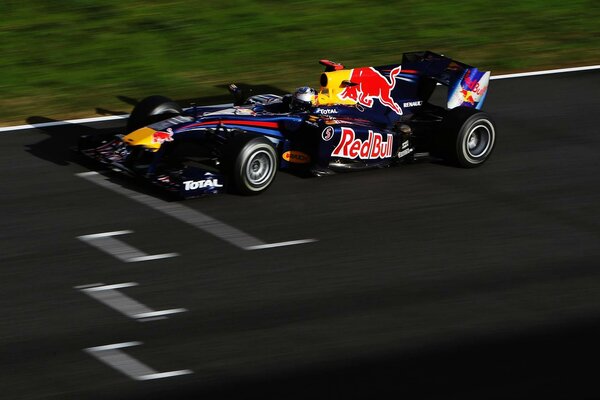 Coche de carreras negro rb6 con Toro rojo