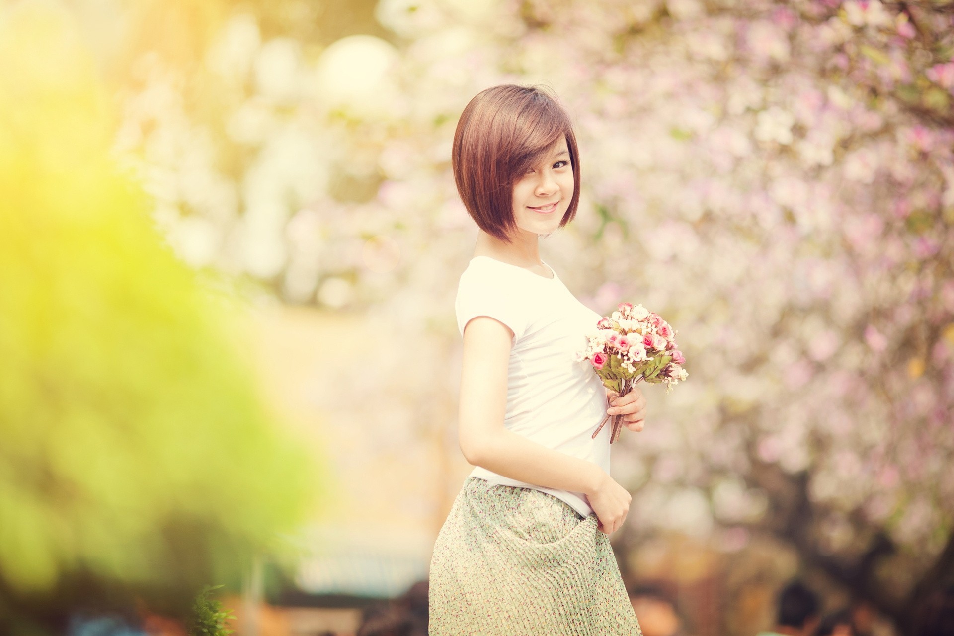 girl bouquet flower asian spring