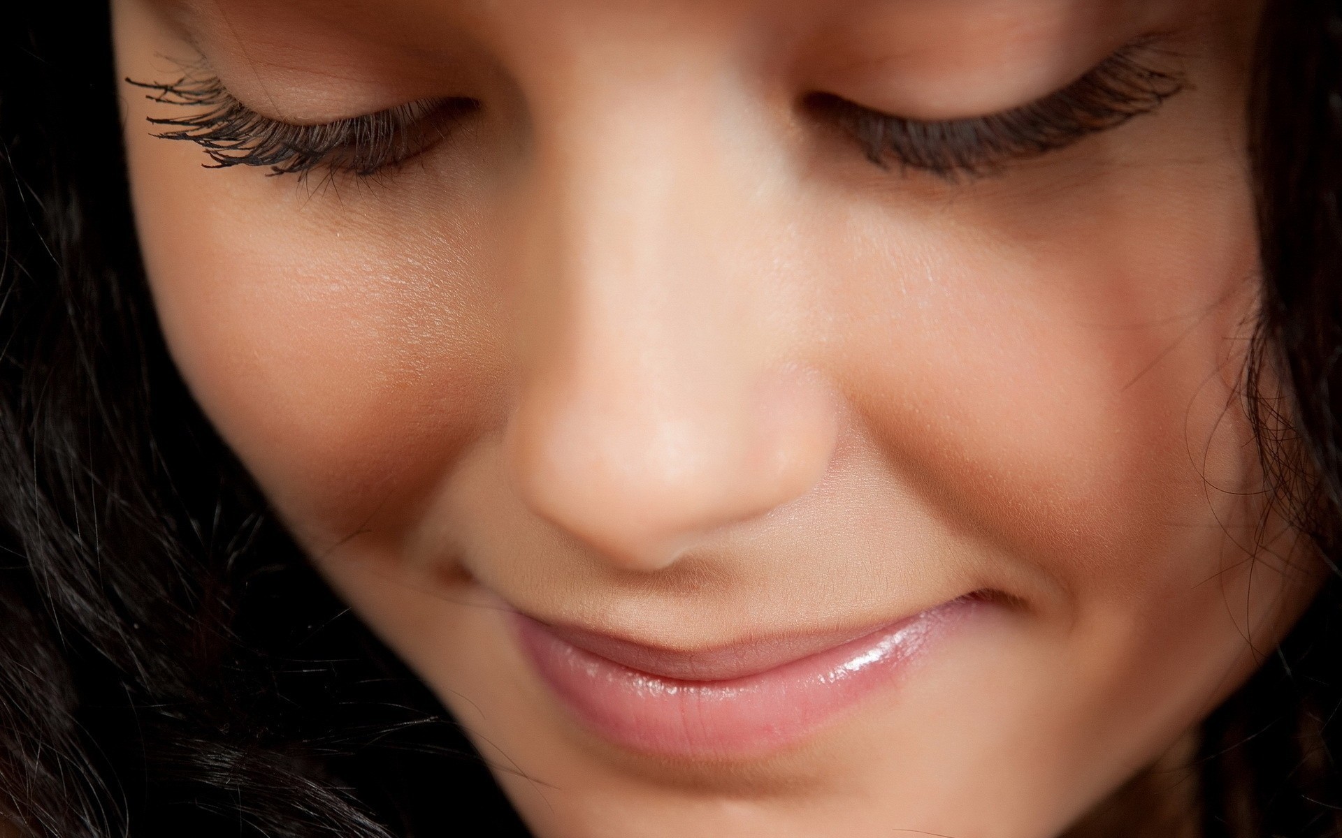 visage macro beauté mignon vers le bas yeux