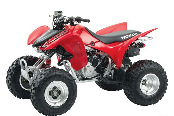 Roter Honda tr300 atv. Seitenansicht