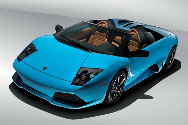 Blue Lamborghini 650-4_r with beige interior