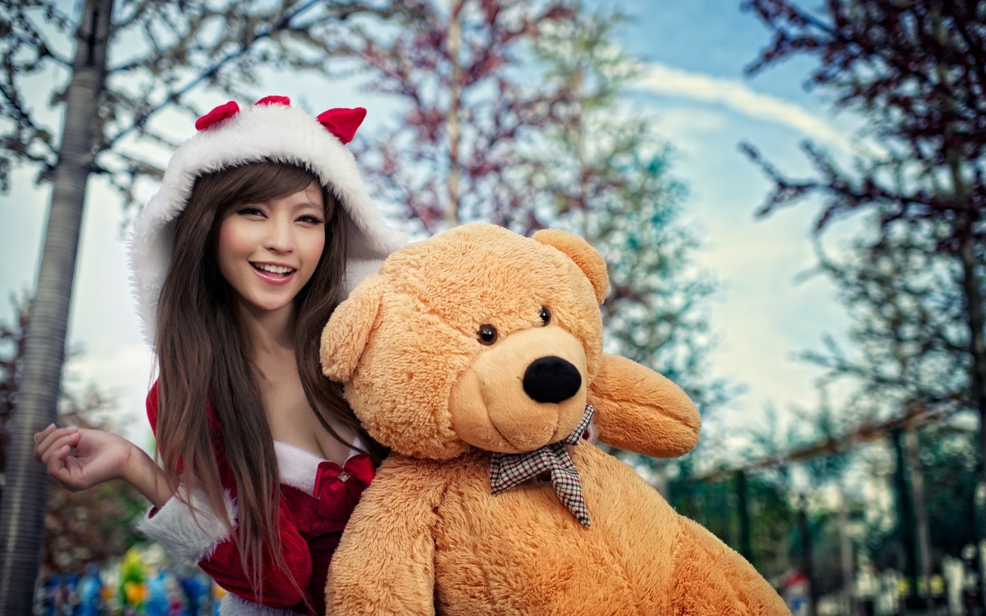 femme jouets noël fille asiatique ours nouvel an