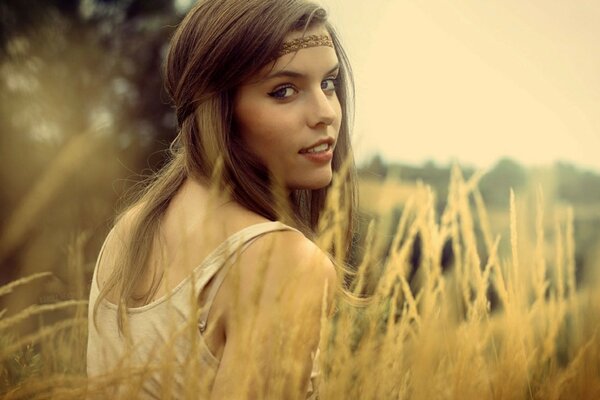 Beautiful girl in nature