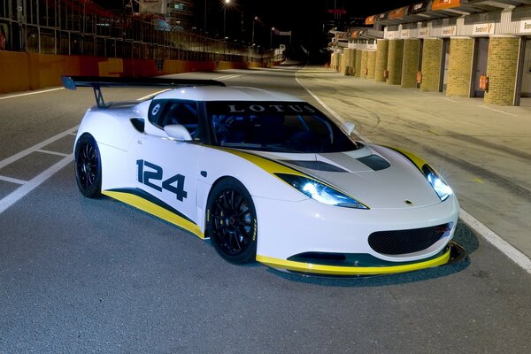 White sports car with the inscription front view