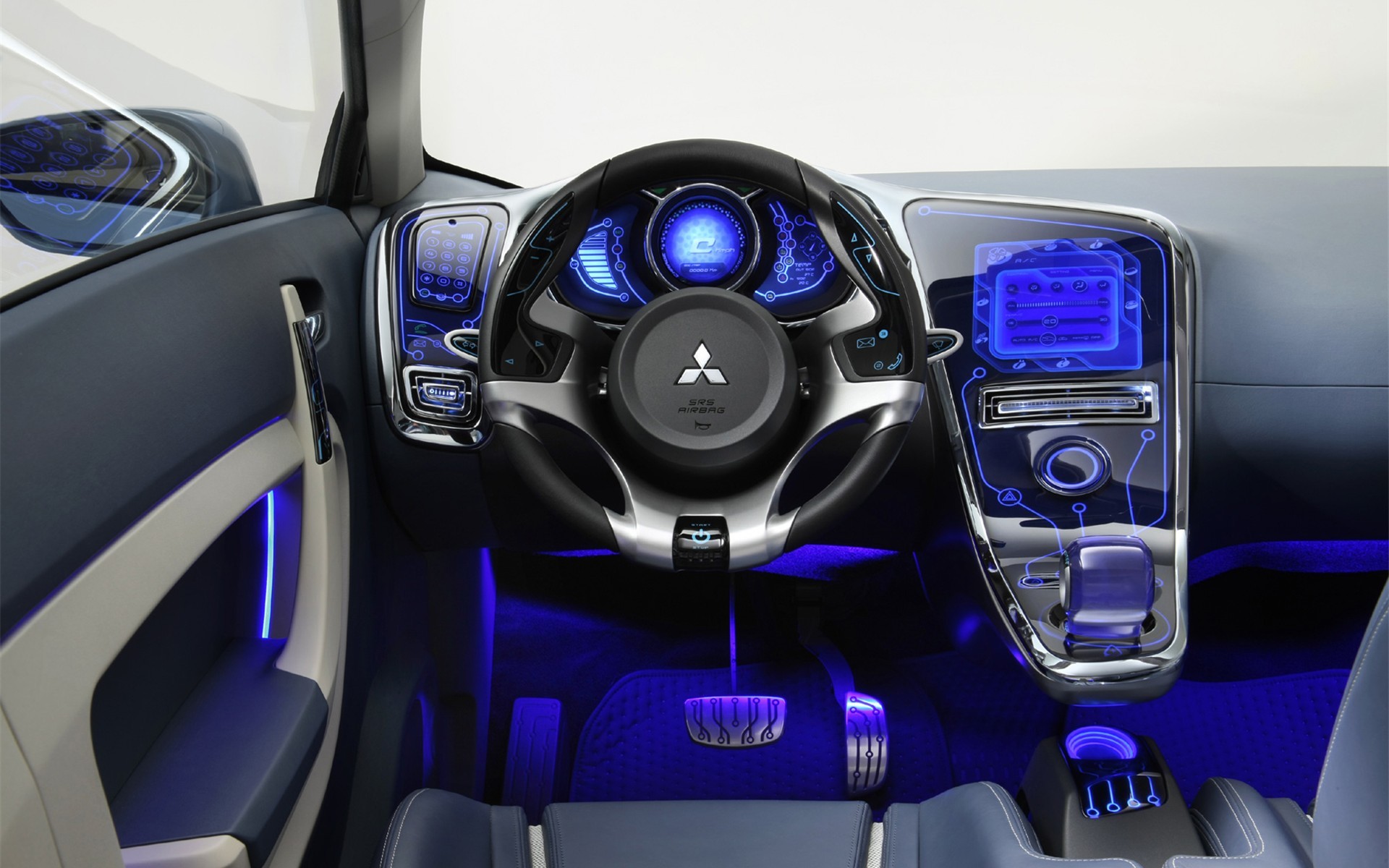 blau neon innenraum auto