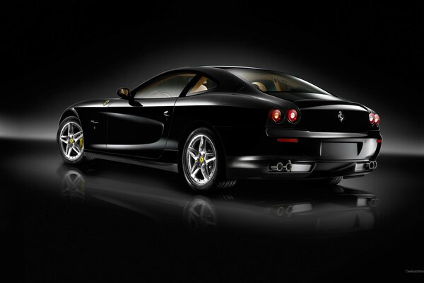 Stylish ferrari beautiful view on a black background