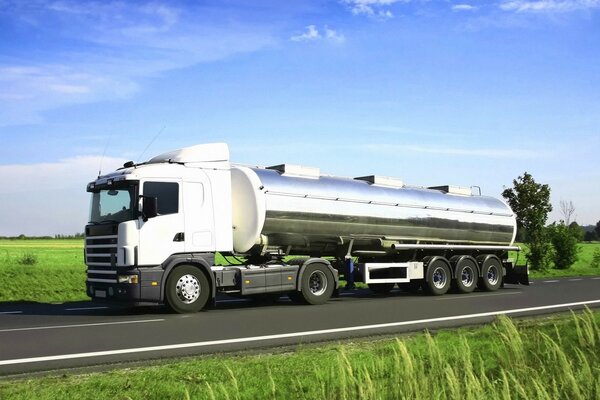 White tractor with a large tank