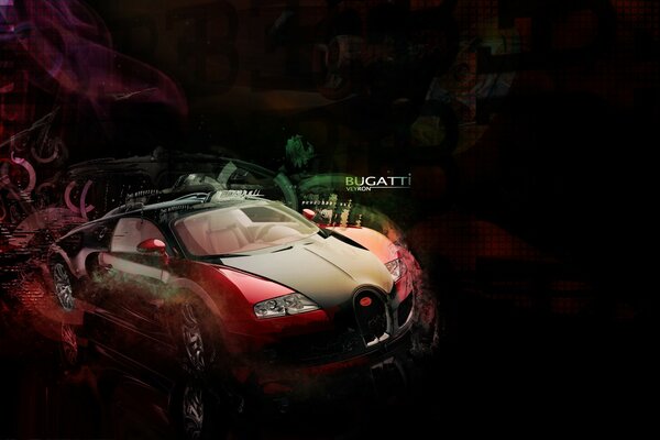 Bugatti veyron car in a cool treatment