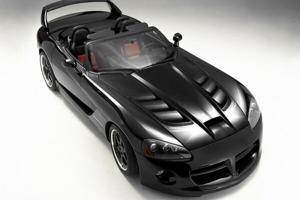 Black sports car top view