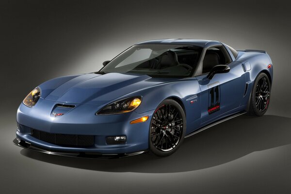 Blue sports car Corvette z06 photo