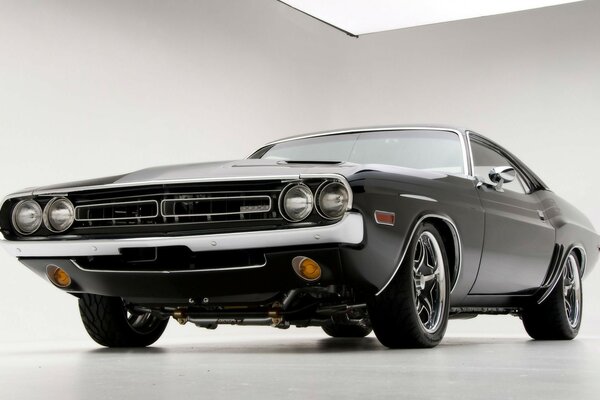 Powerful black Dodge Challenger