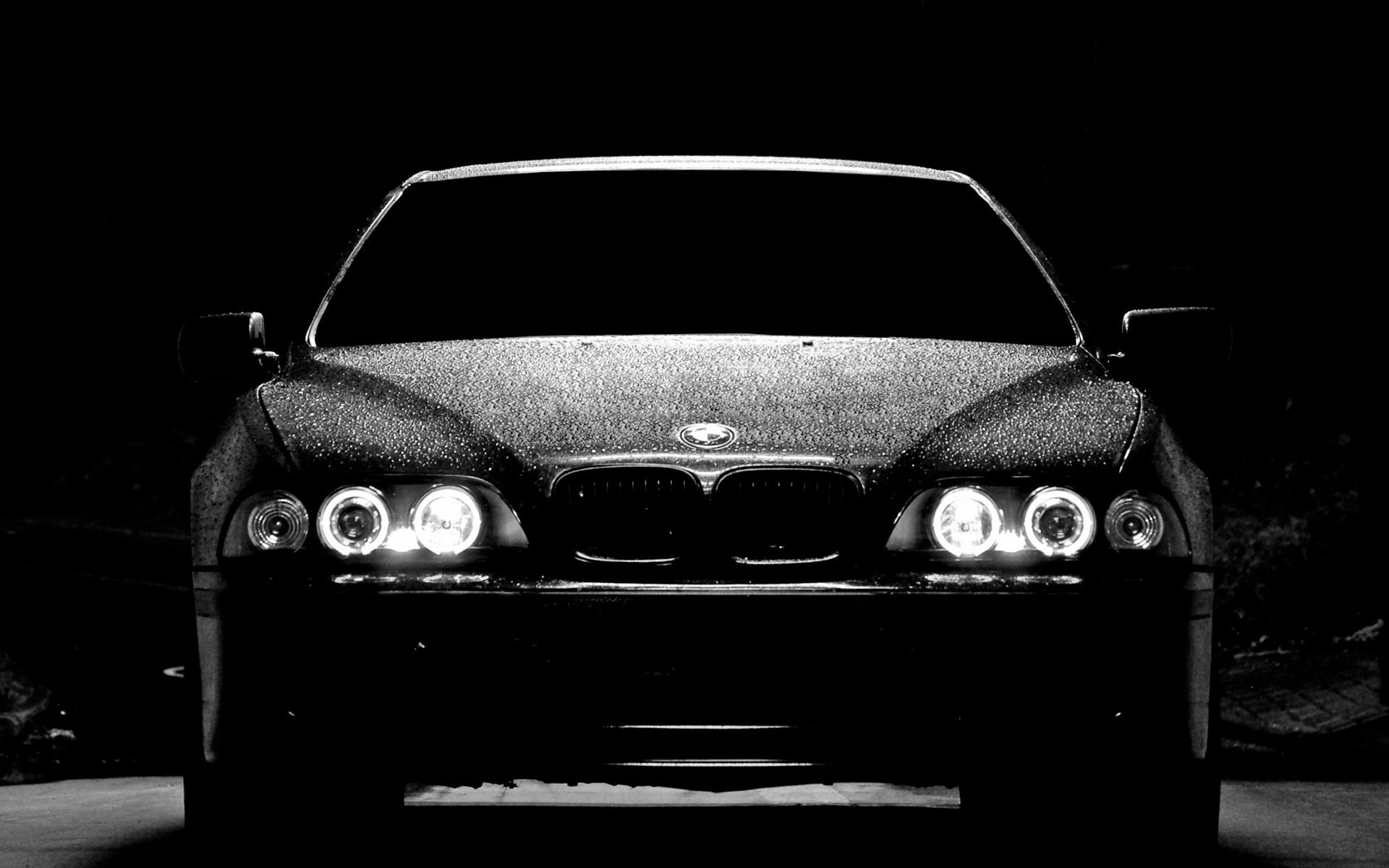 черный bmw e39 5 series бмв пятерка angel eyes свет фары фон