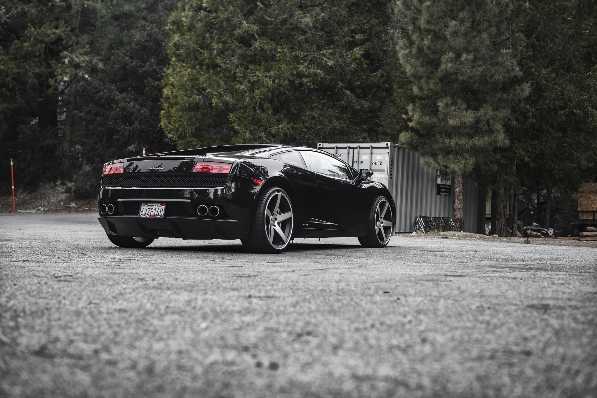 lamborghini gallardo lp560-4 noir lamborghini gajardo arrière arbres