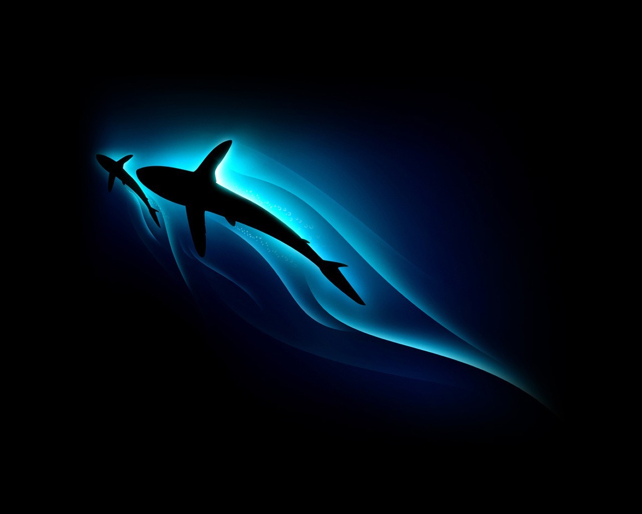 requin silhouette bleu minimalisme