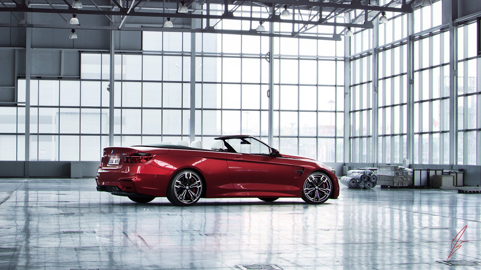 bmw m4 auto rot bmw cabrio rendering hangar